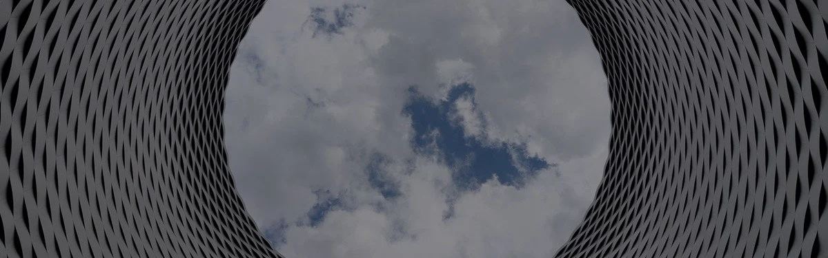 Clouds at the end of a circular opening