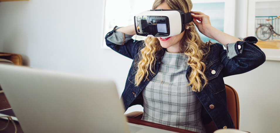 Woman in VR headset