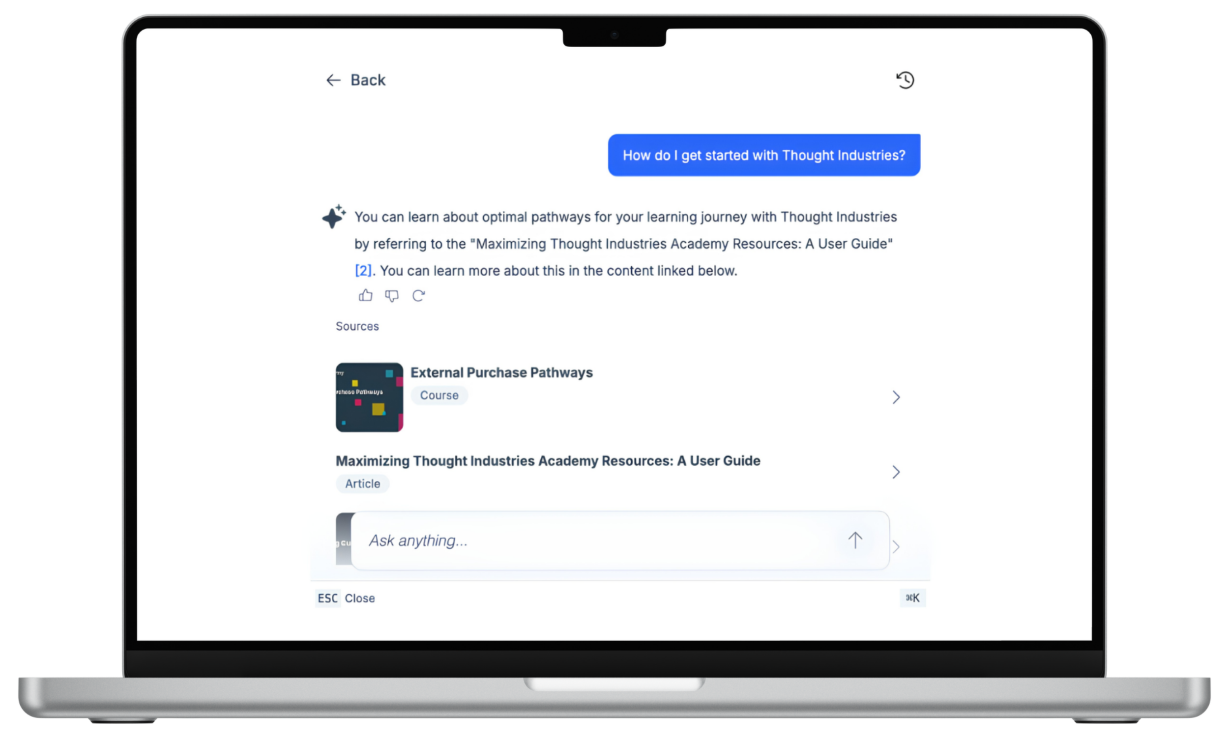 Laptop showing conversational AI learning